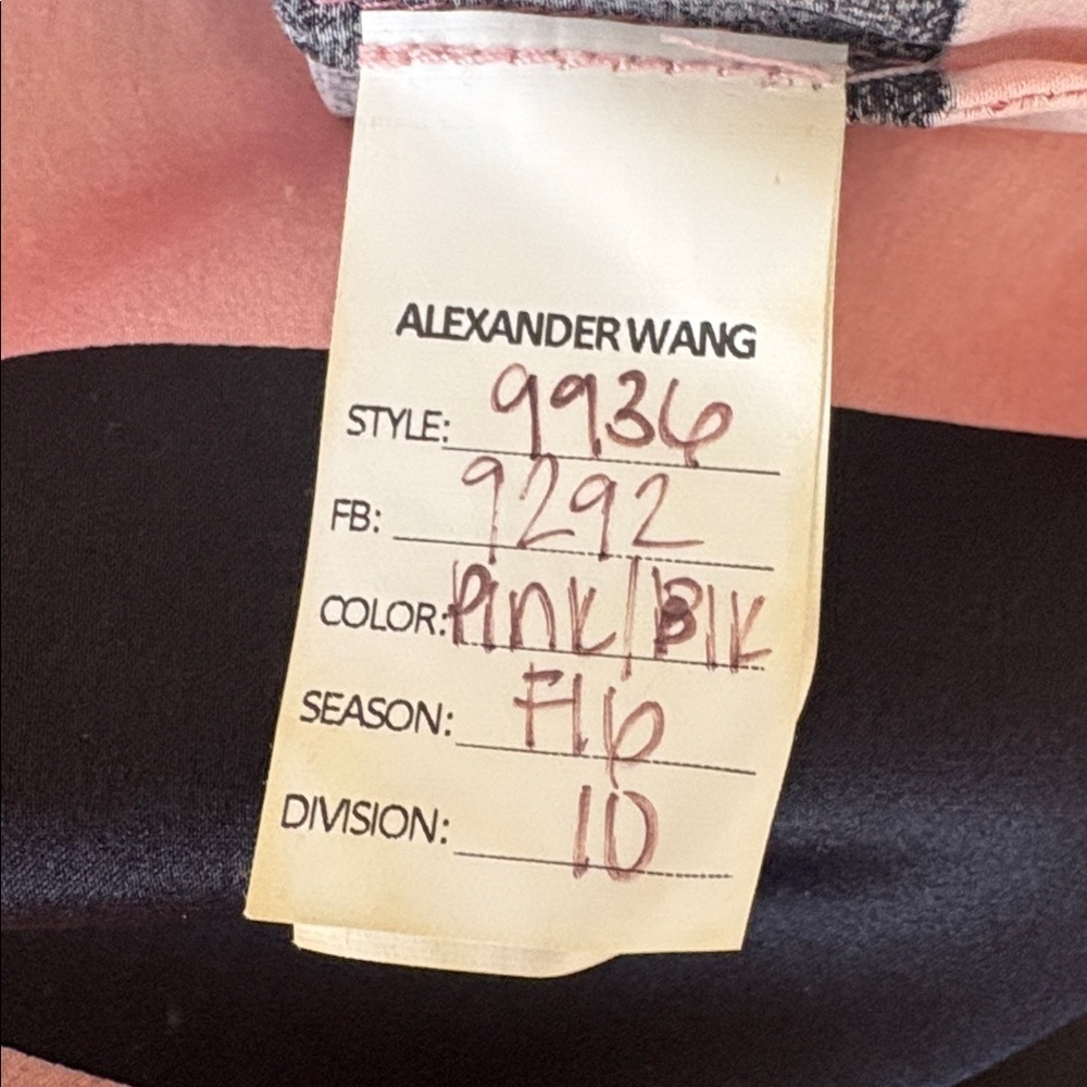 Rare Alexander Wang Sample Piece Black & Pink Striped Top w Black Lace Leaves - Picture 7 of 8